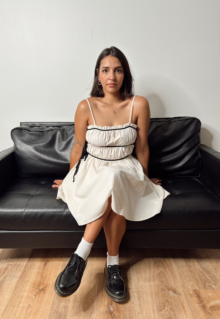 Contrast Ribbon Dress