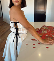 Contrast Ribbon Dress