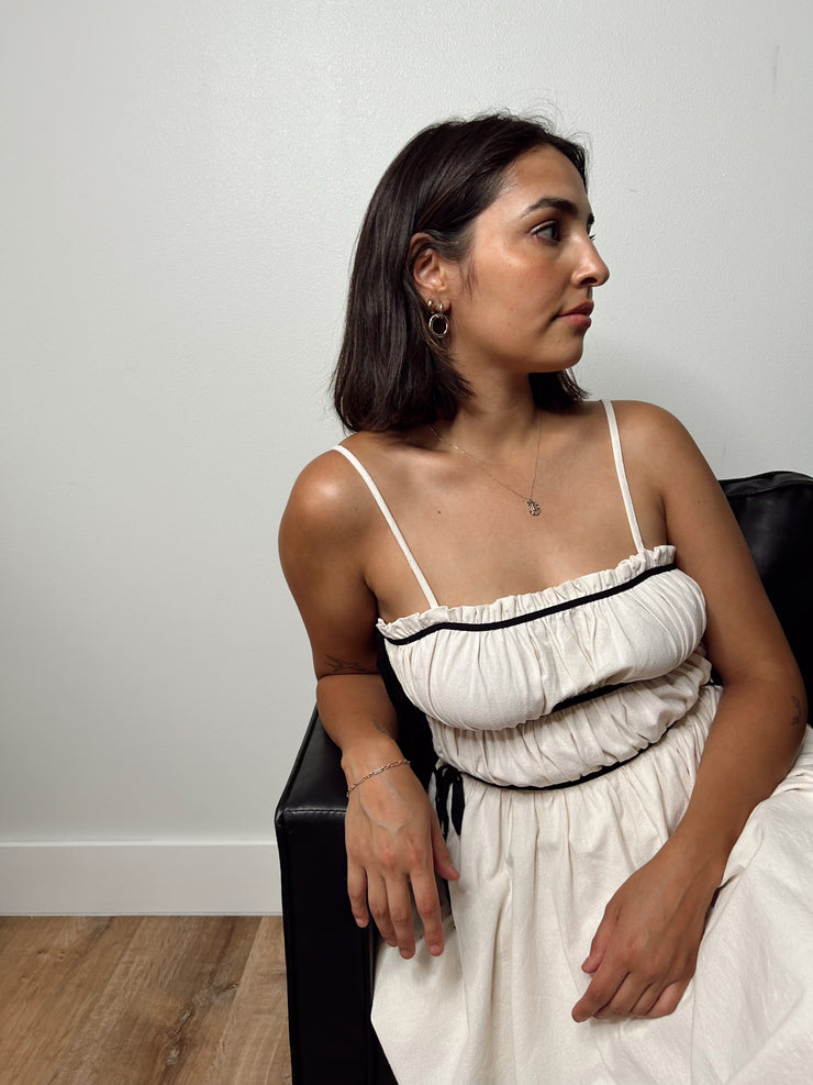 Contrast Ribbon Dress